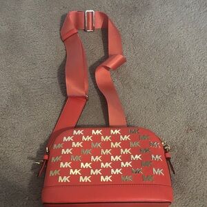Michael Kors Gold and Red Crossbody Bag